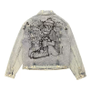 Unisex dirty wash street art do old heavy industry locomotive early autumn vintage neutral style jet painted denim coat Unisex dirty wash street art do old heavy industry locomotive early autumn vintage neutral style jet painted denim coat