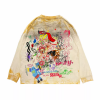 Cartoon Alphabet High Street oversized artist Dirty Wash Street art Wash vintage Millennial style long-sleeved T-shirt